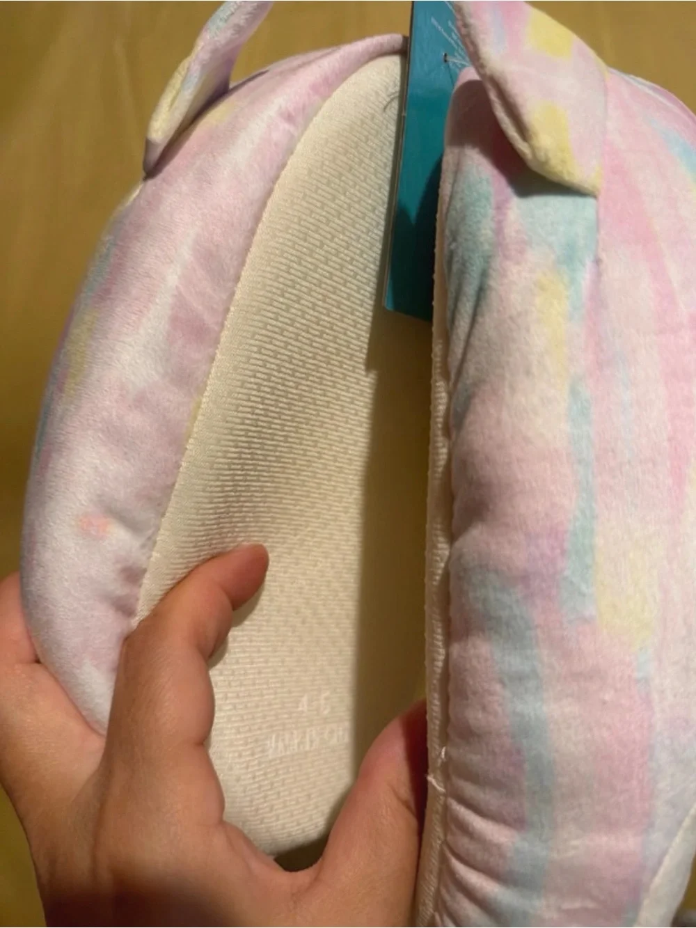 Squishmallows Pastel Pink Multicolor Sleepy Owl Plush Slippers NEW